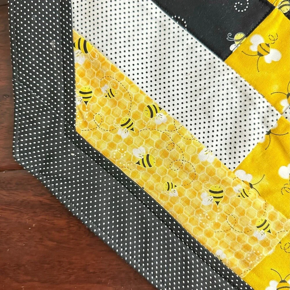 Set of 2 Quilted Hexagon /Table Topper and Table Runner